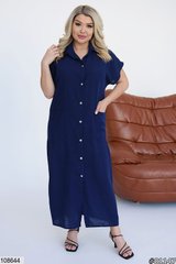 Максі сукня-сорочка на гудзиках в розмірі 50-52, 54-56, 58-60, 62-64, колір синій.